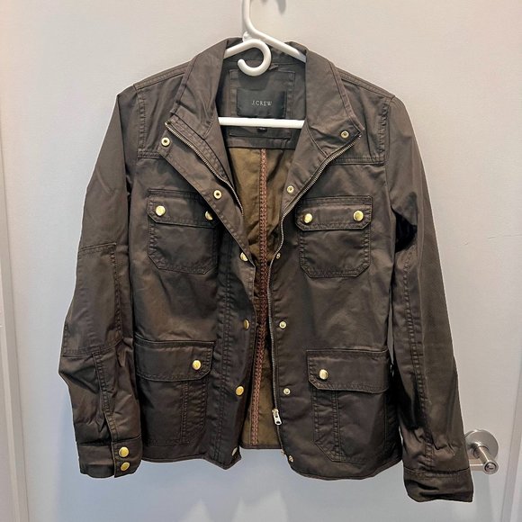 J. Crew Green Waxed Cotton Field Jacket - Picture 1 of 11